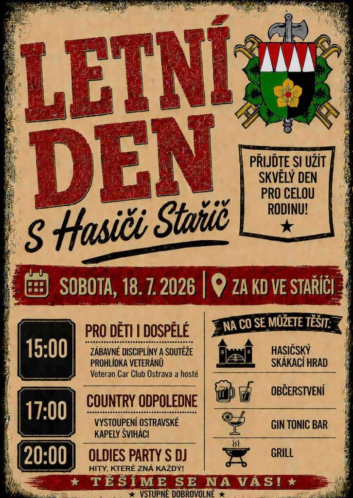 Pozvánka na setkání veteránů – Letní den s hasiči ve Staříči