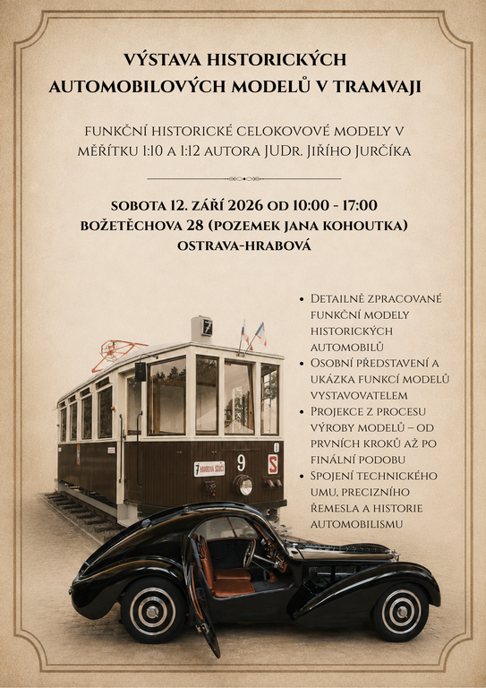 Pozvánka na výstavu historických automobilových modelů